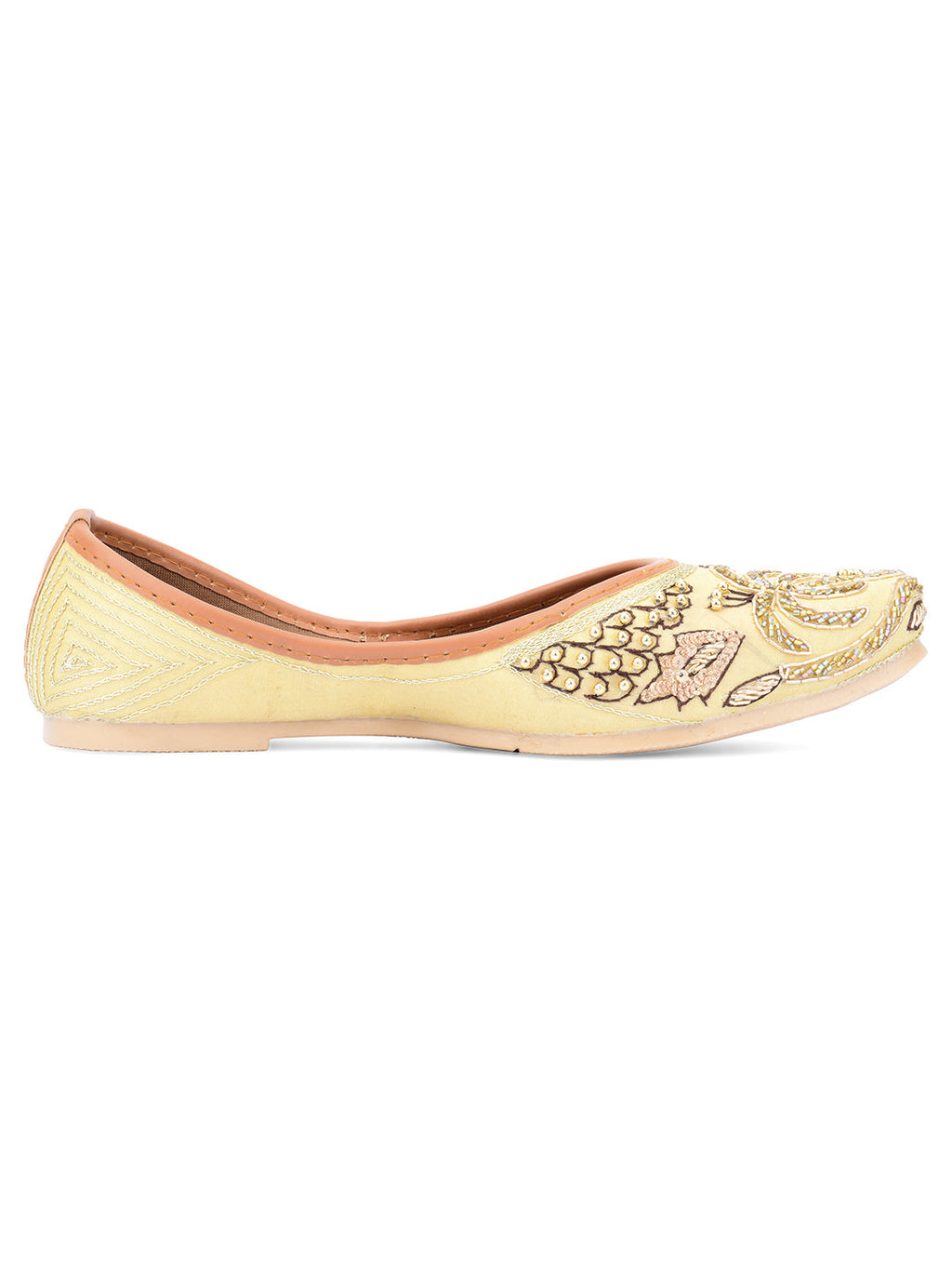 Desi Colour Women Indian Ethnic Footwear-Gold Dabka-1 | Grocsy
