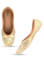 Desi Colour Women Indian Ethnic Footwear-Gold Dabka-1 | Grocsy