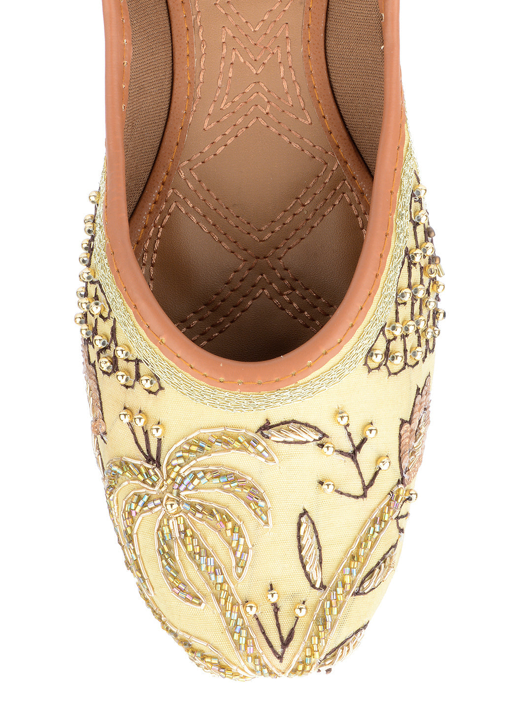 Desi Colour Women Indian Ethnic Footwear-Gold Dabka-1 | Grocsy
