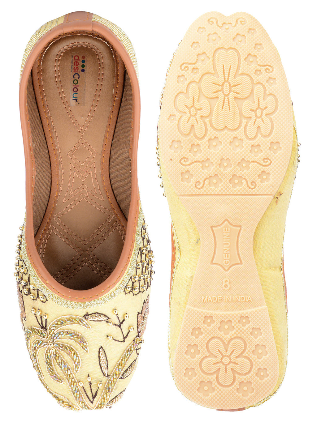 Desi Colour Women Indian Ethnic Footwear-Gold Dabka-1 | Grocsy