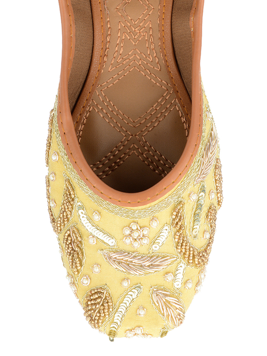 Desi Colour Women Indian Ethnic Footwear-Gold Dabka-2 | Grocsy