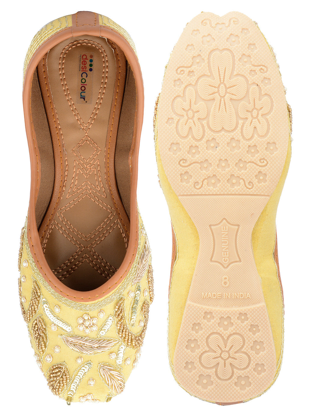 Desi Colour Women Indian Ethnic Footwear-Gold Dabka-2 | Grocsy