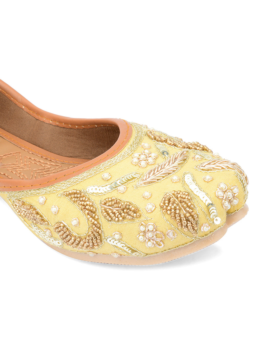 Desi Colour Women Indian Ethnic Footwear-Gold Dabka-2 | Grocsy