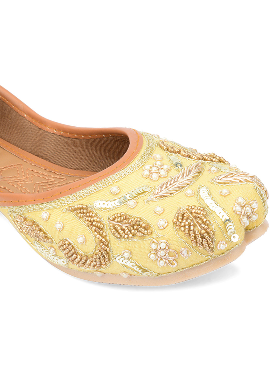 Desi Colour Women Indian Ethnic Footwear-Gold Dabka-2 | Grocsy