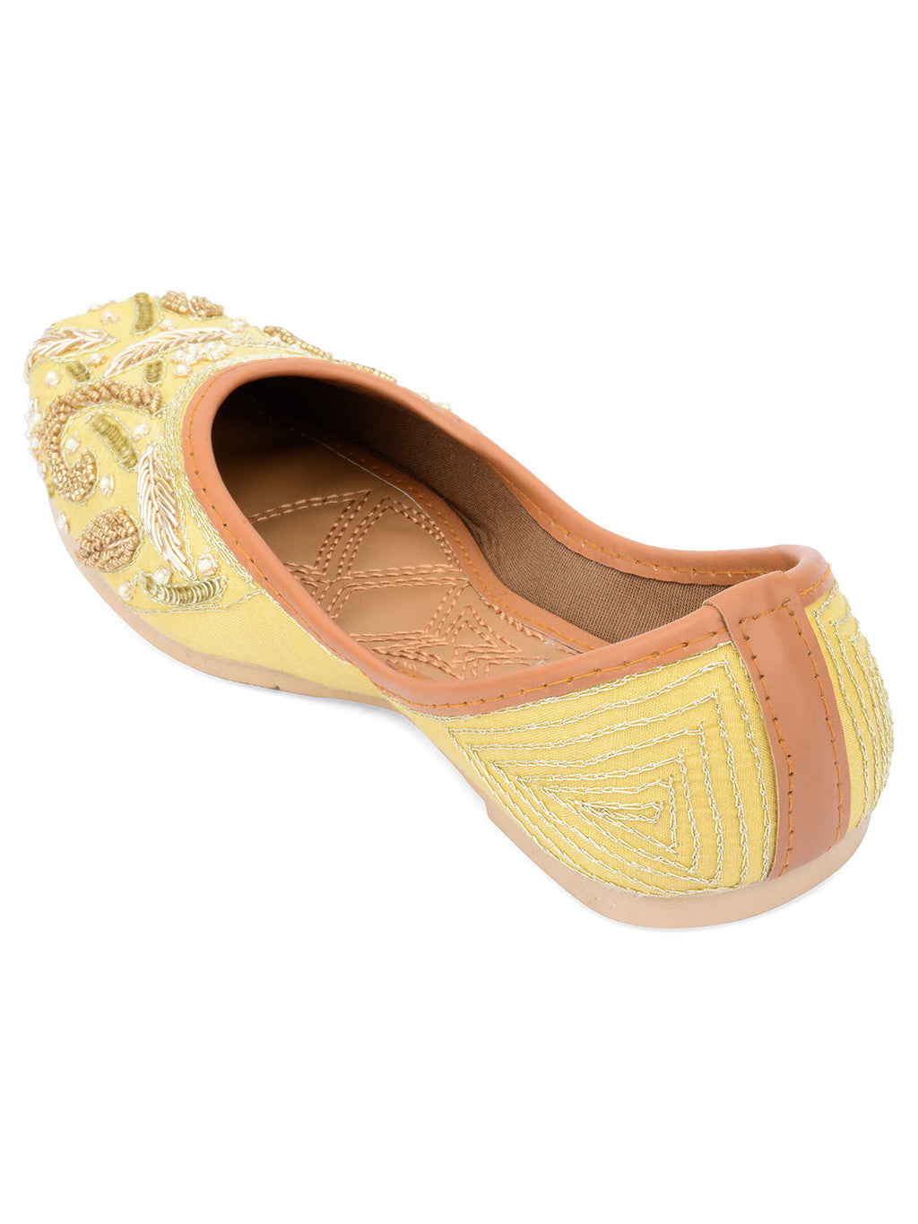 Desi Colour Women Indian Ethnic Footwear-Gold Dabka-2 | Grocsy