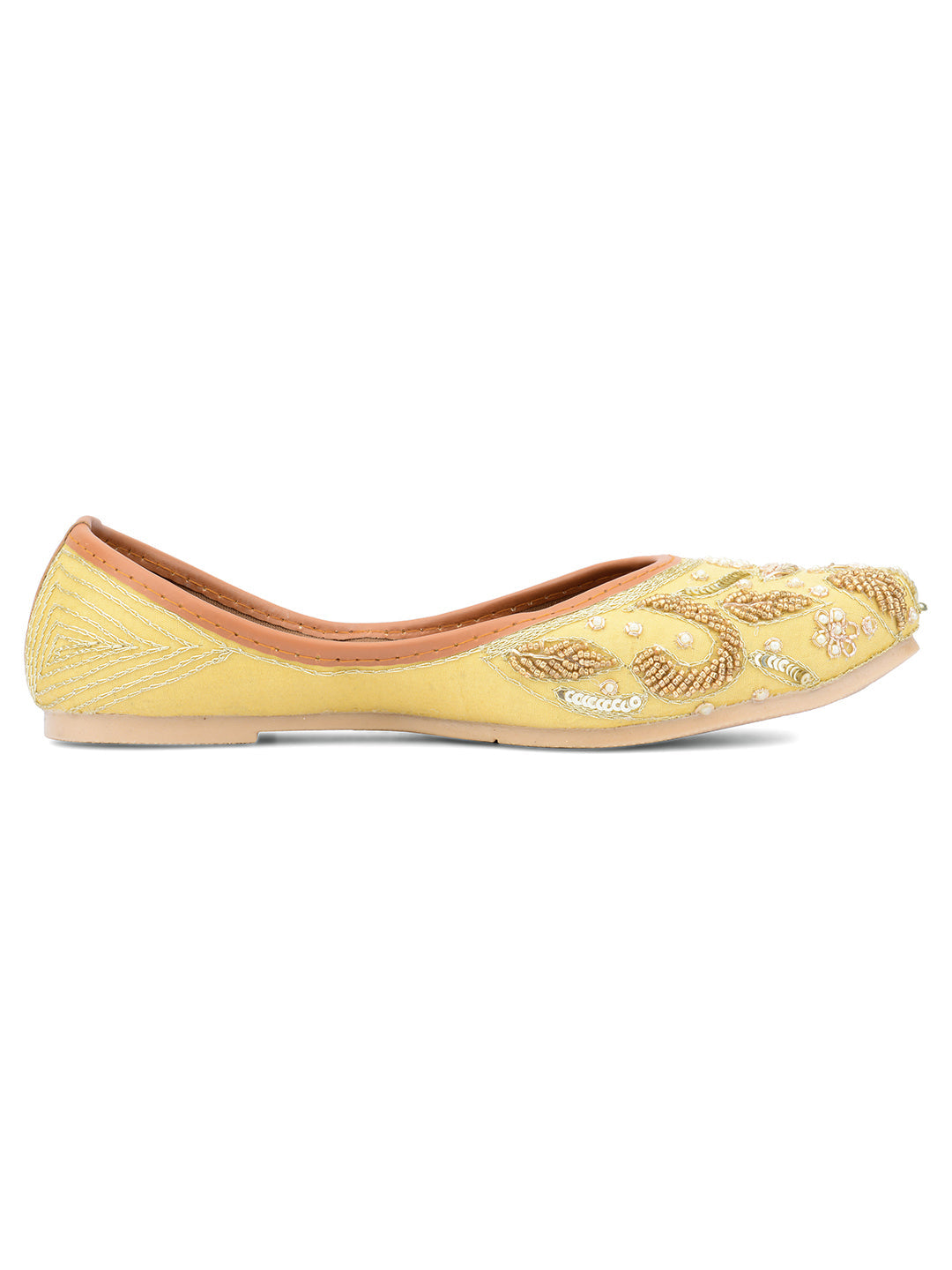 Desi Colour Women Indian Ethnic Footwear-Gold Dabka-2 | Grocsy