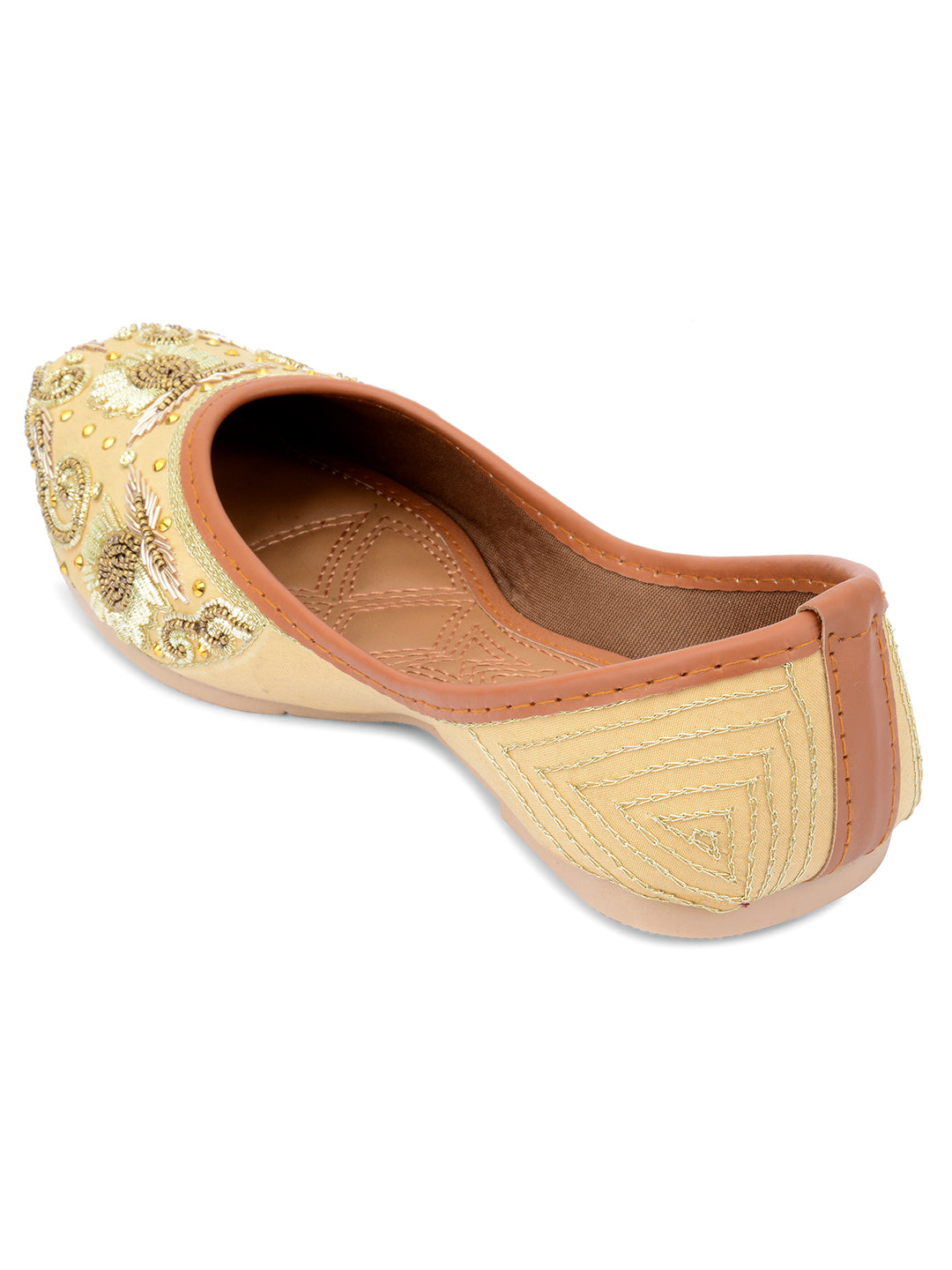 Desi Colour Women Indian Ethnic Footwear-Gold Dabka Emb | Grocsy