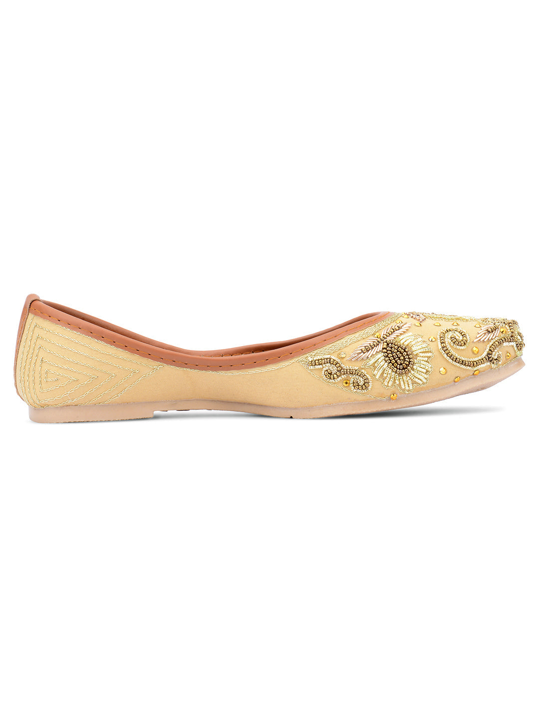 Desi Colour Women Indian Ethnic Footwear-Gold Dabka Emb | Grocsy