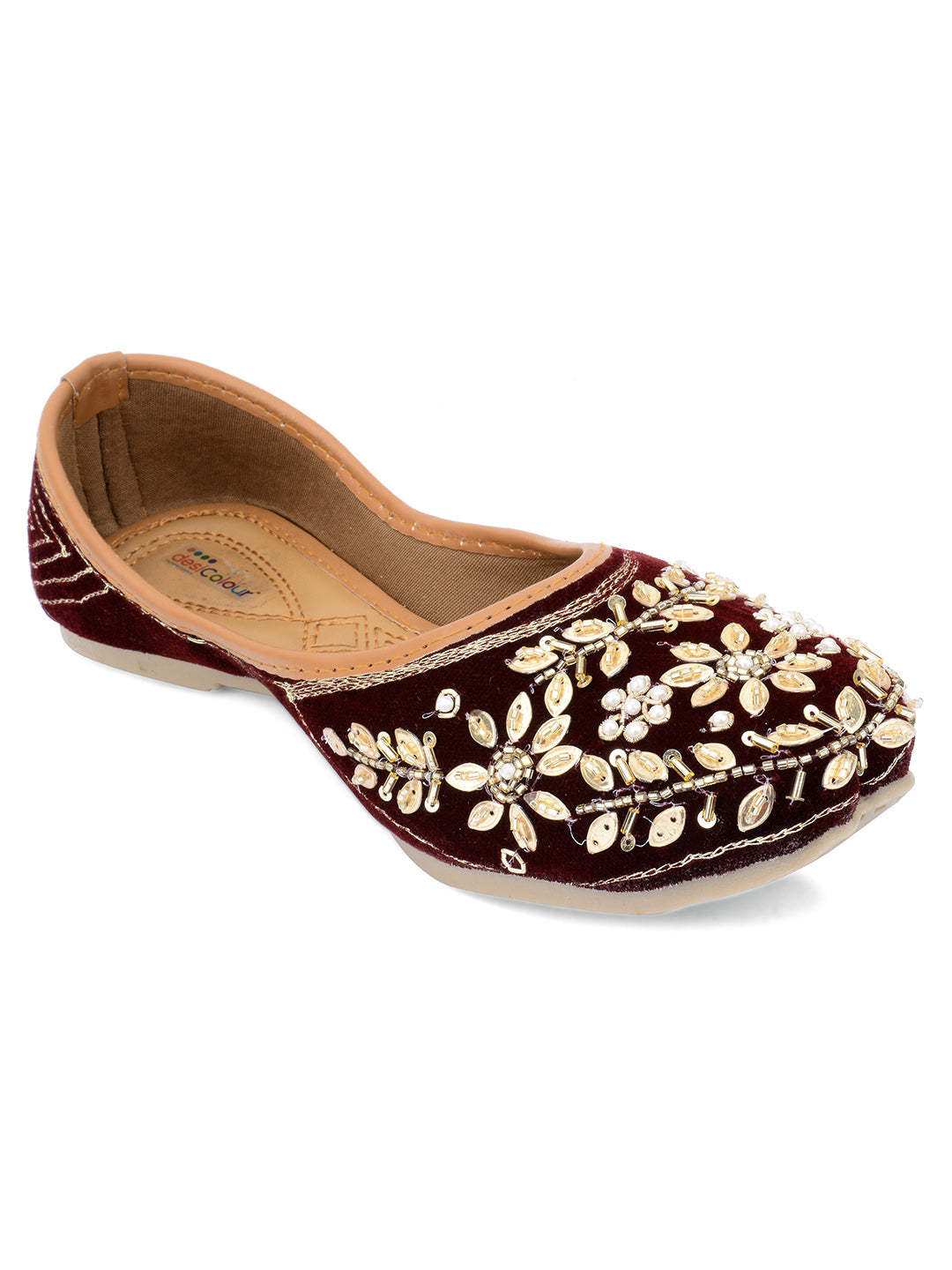 Desi Colour Women Indian Ethnic Footwear-Velvet Wedding-6 | Grocsy