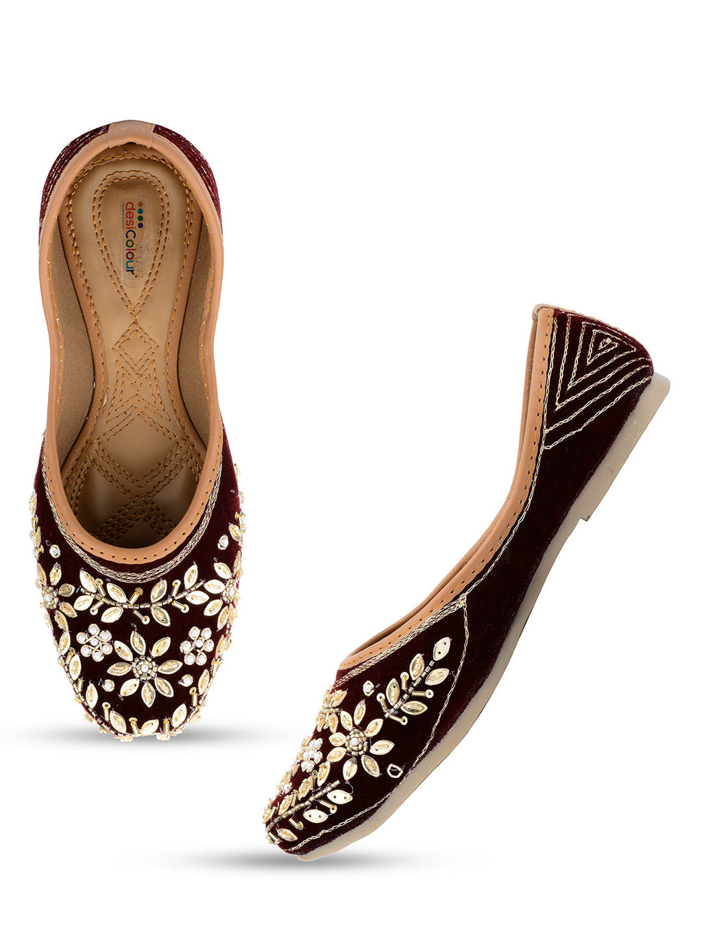 Desi Colour Women Indian Ethnic Footwear-Velvet Wedding-6 | Grocsy