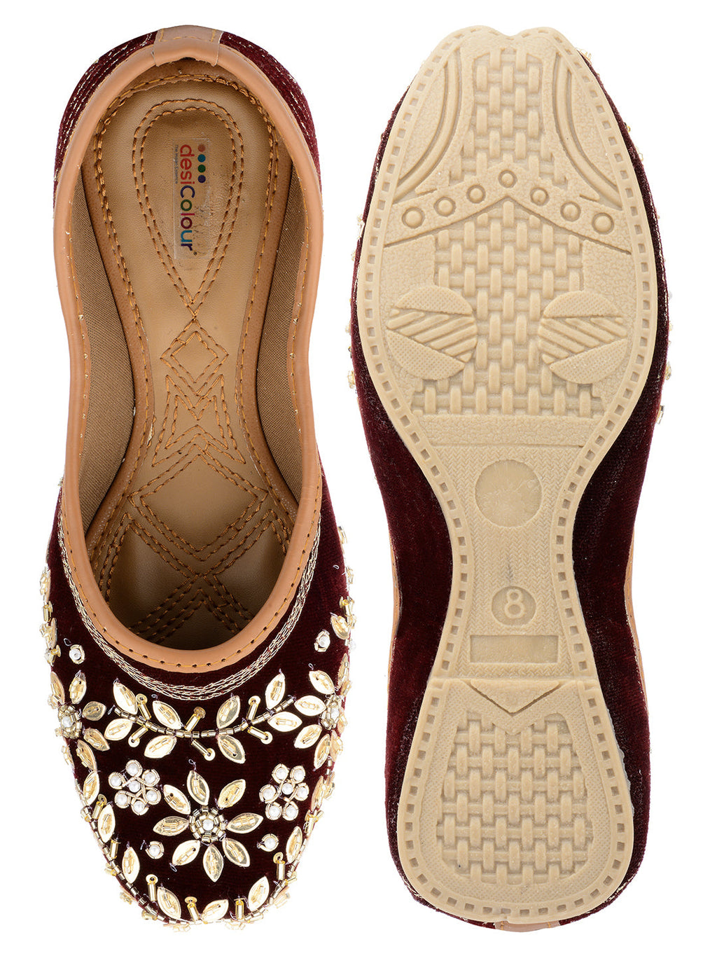 Desi Colour Women Indian Ethnic Footwear-Velvet Wedding-6 | Grocsy