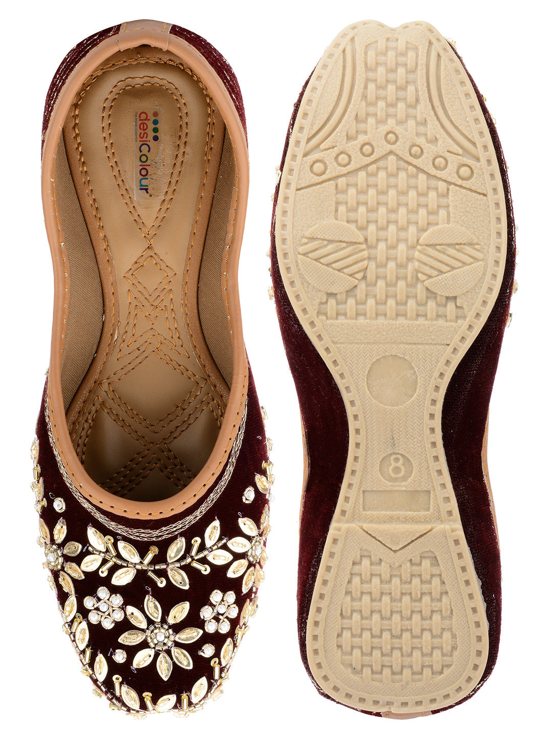 Desi Colour Women Indian Ethnic Footwear-Velvet Wedding-6 | Grocsy
