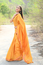 Very Much Indian Designer Pure Cotton Sarees with Classic Pallu - bright orange | Grocsy