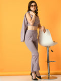 Myshka Women's Lavender Solid Top With Trousers | Grocsy