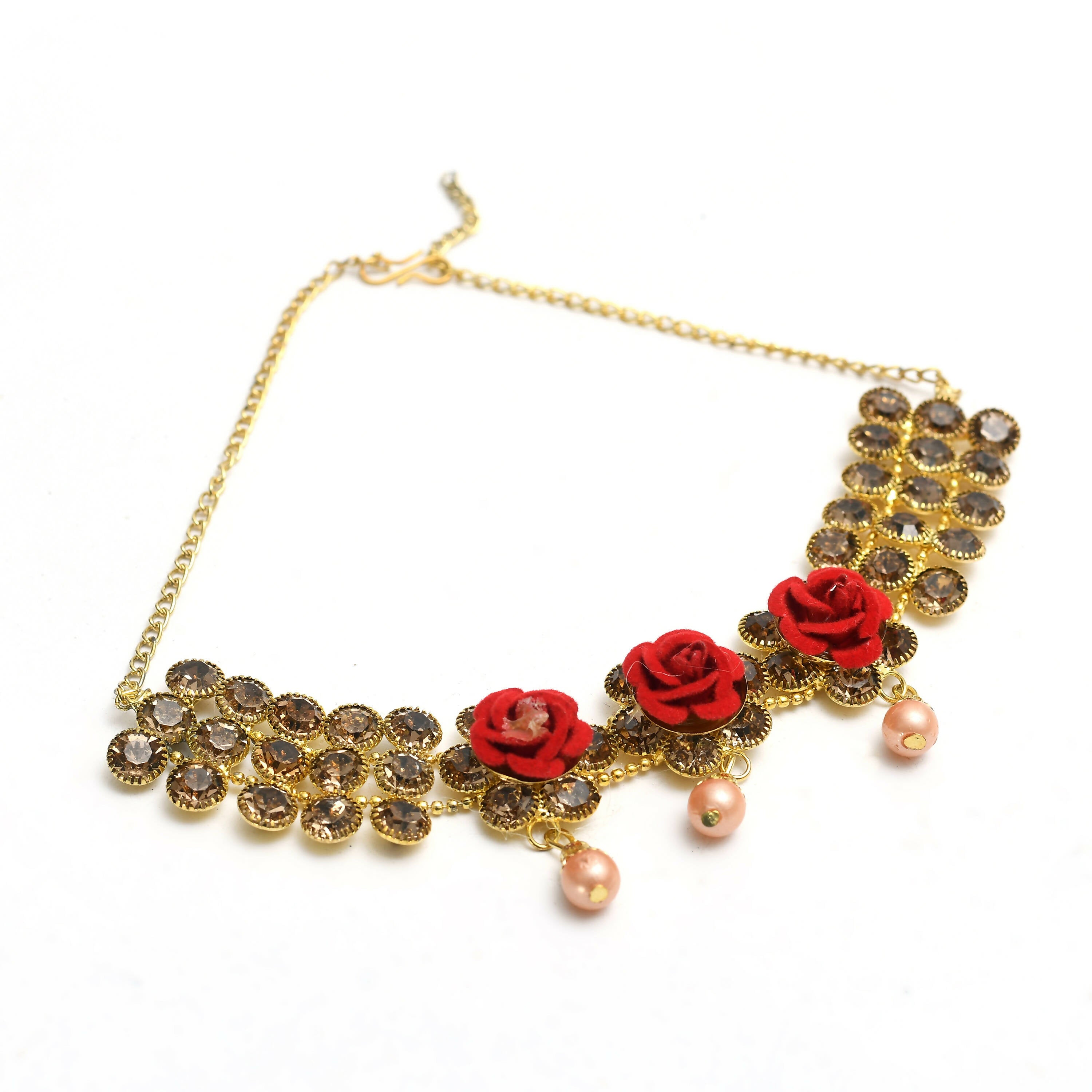 Mominos Fashion Johar Kamal Gold-Polished Brass Finish Stone/Pearls Choker For Women (Golden) | Grocsy