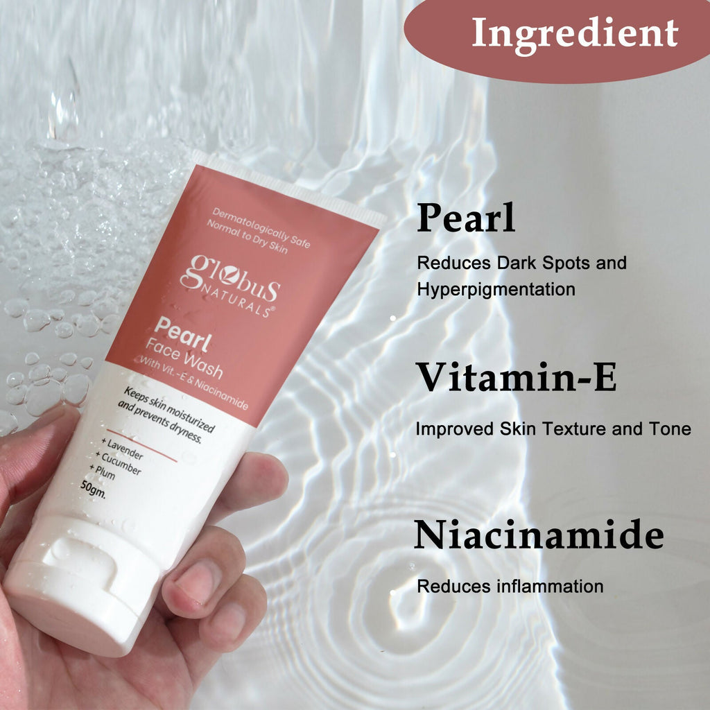 Globus Naturals Pearl Face Wash with Vitamin-E & Niacinamide | Grocsy
