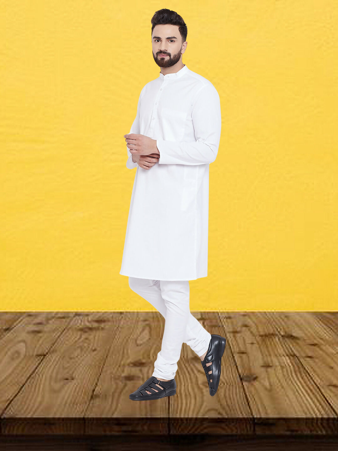 Even Apparels Men's Pure Cotton Self Design White Kurta | Grocsy