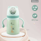 R for Rabbit Steebo Giffy Stainless Steel 2 in 1 Baby Spout Sipper Cup-Green(300ml) | Grocsy