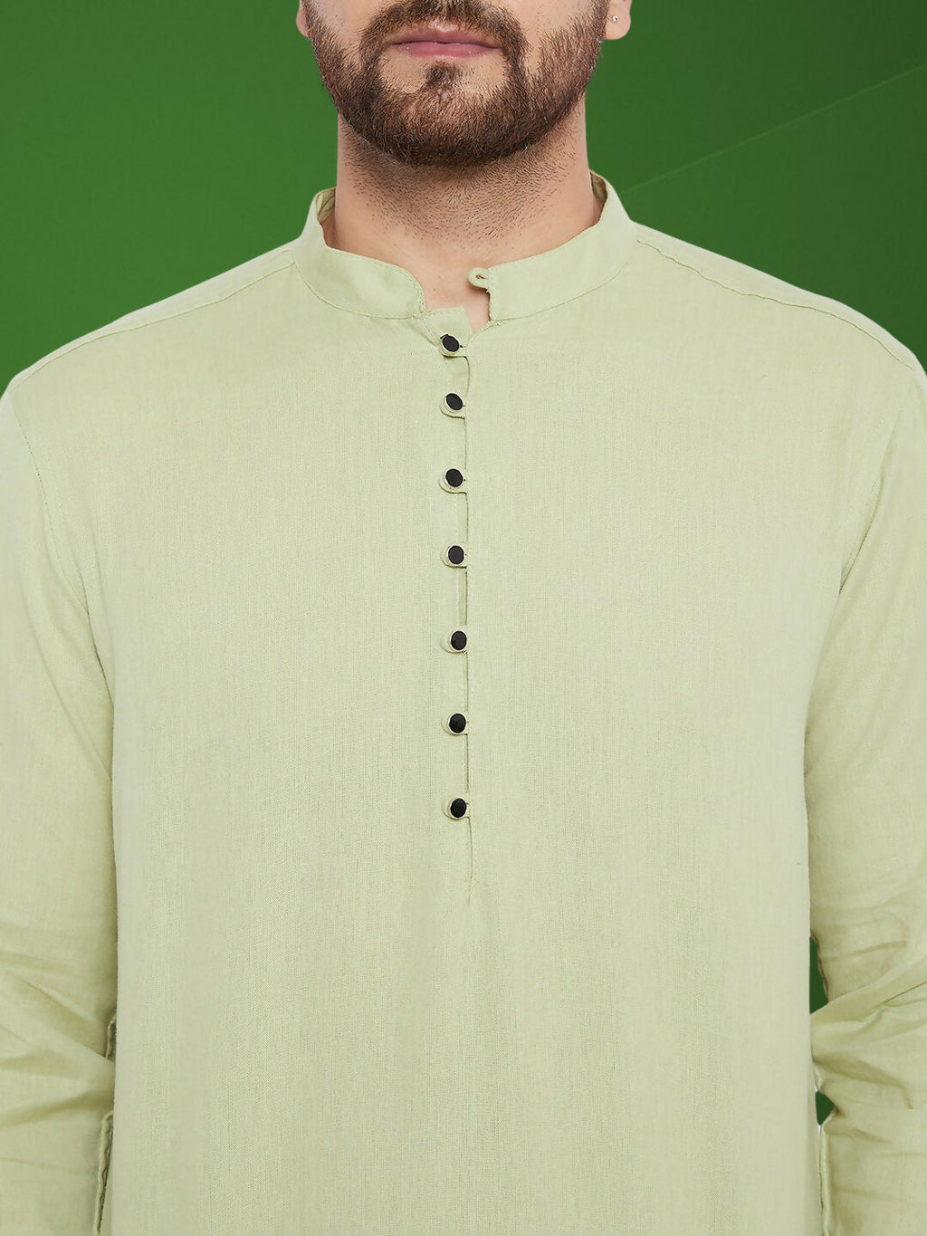 Even Apparels Men's Solid Green Linen Kurta | Grocsy