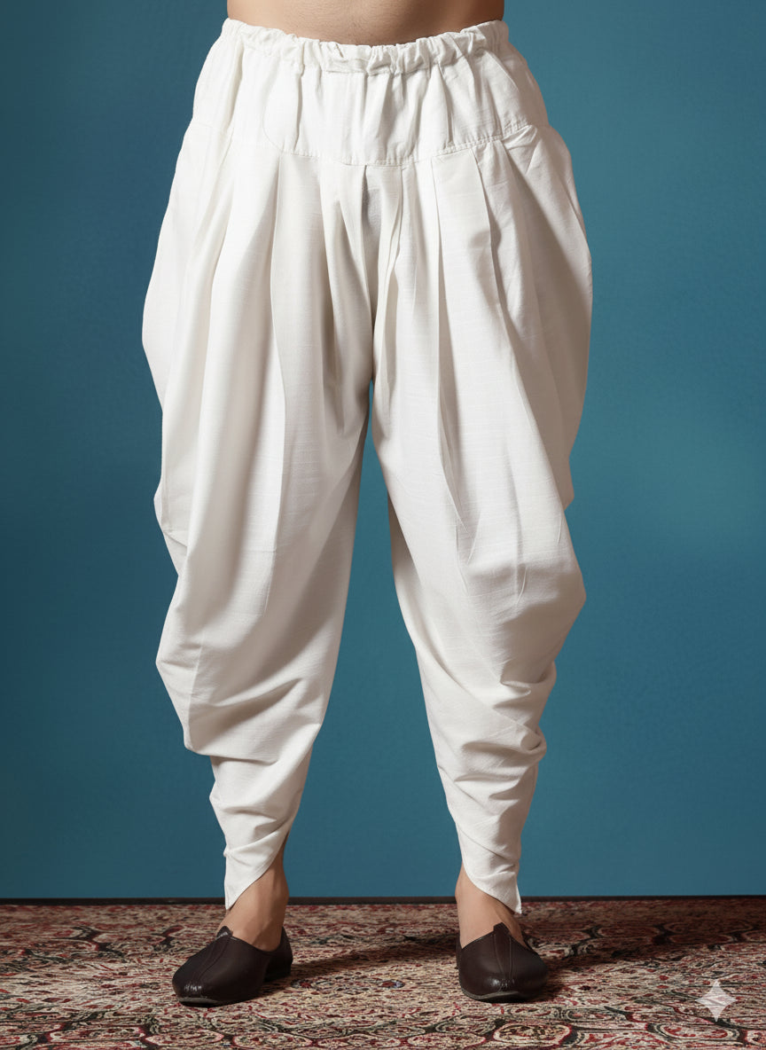 Zavaya Cream Plain Cotton Dhoti | Grocsy