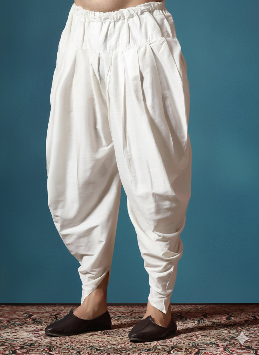 Zavaya Cream Plain Cotton Dhoti | Grocsy
