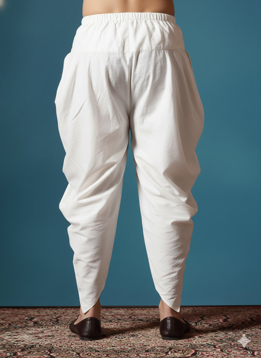 Zavaya Cream Plain Cotton Dhoti | Grocsy