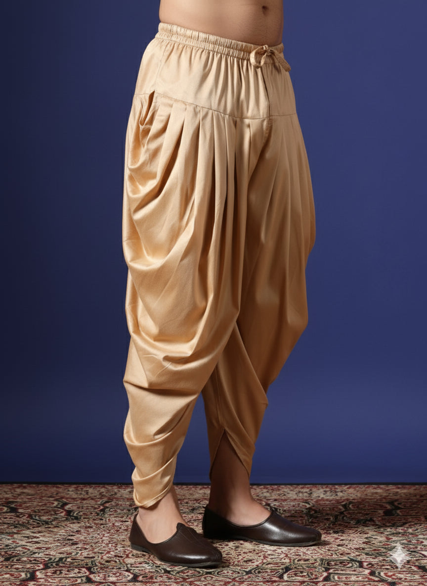 Zavaya Beige Plain Cotton Dhoti | Grocsy