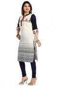 Snehal Creations Curiously Contemporary Cream Cotton Tunic With Print Design | Grocsy