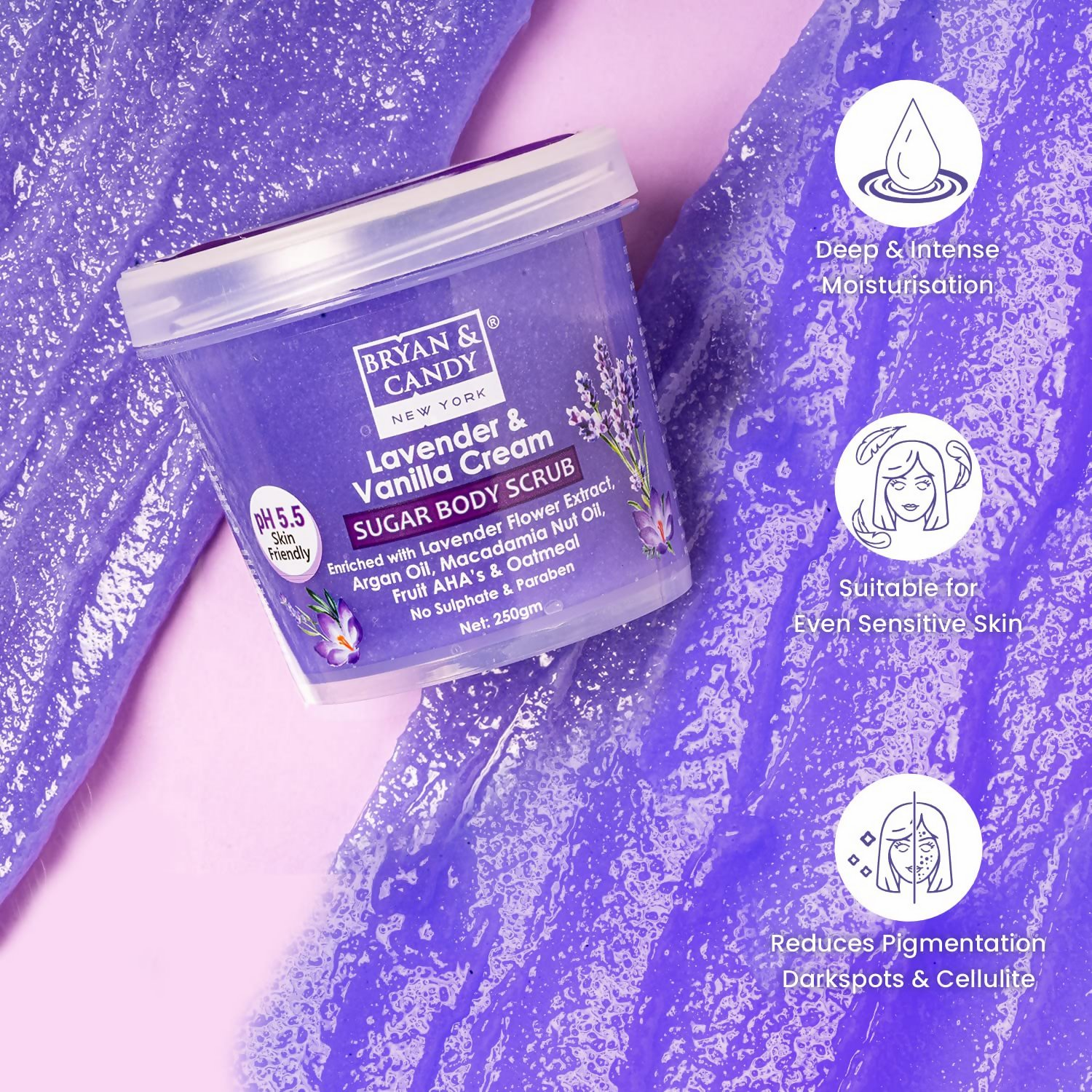 Bryan & Candy Lavender & Vanilla Cream Sugar Body Scrub | Grocsy