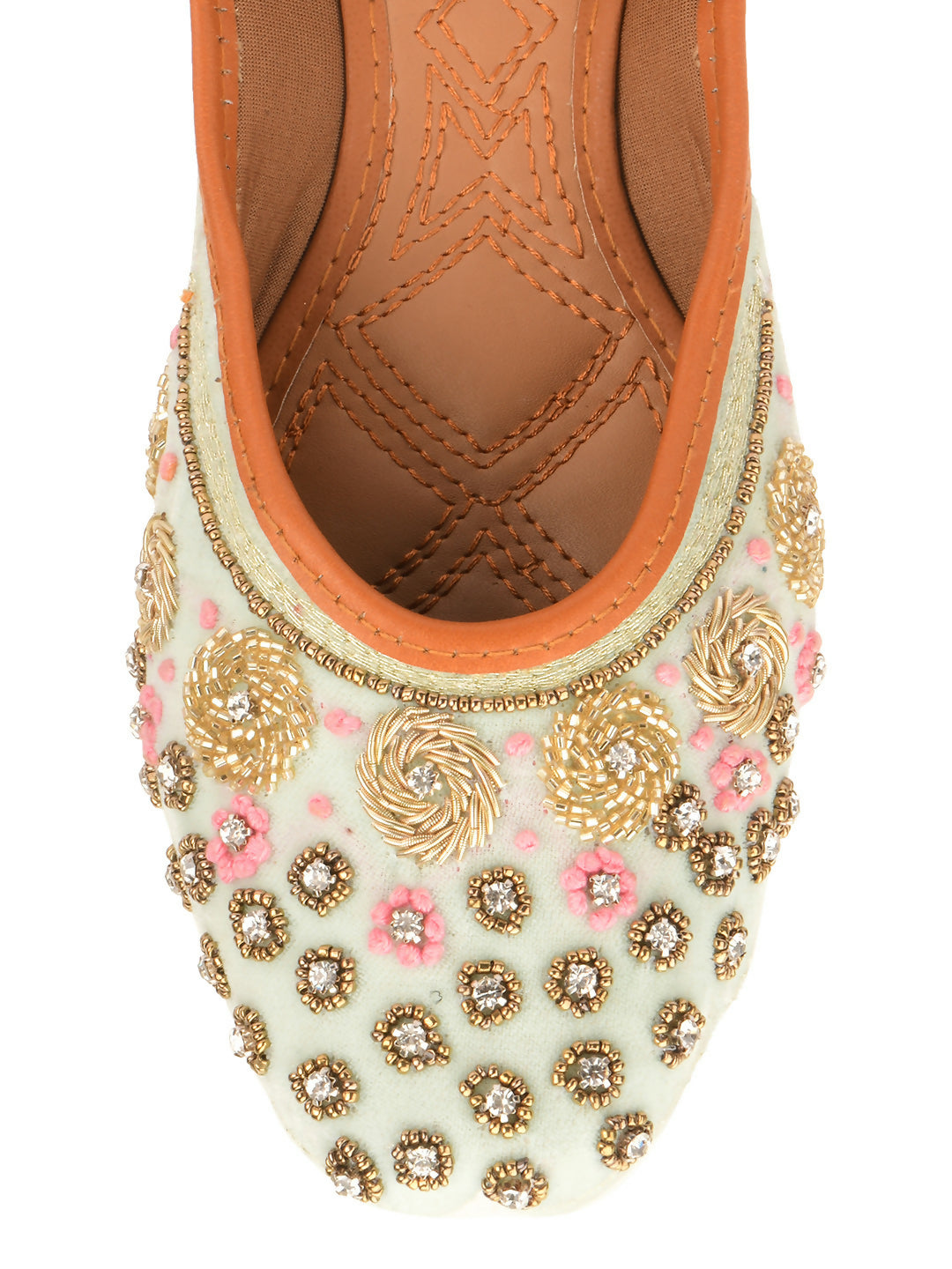 Desi Colour Women Indian Ethnic Footwear-Grey Emb | Grocsy