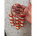 MS Fashion India Gold Color With Red Pearls Jhumkas Latkan Bangles | Grocsy