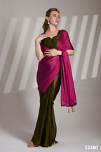 Pink Satin Rangoli Solid Fancy Designer Saree - Nafisa | Grocsy