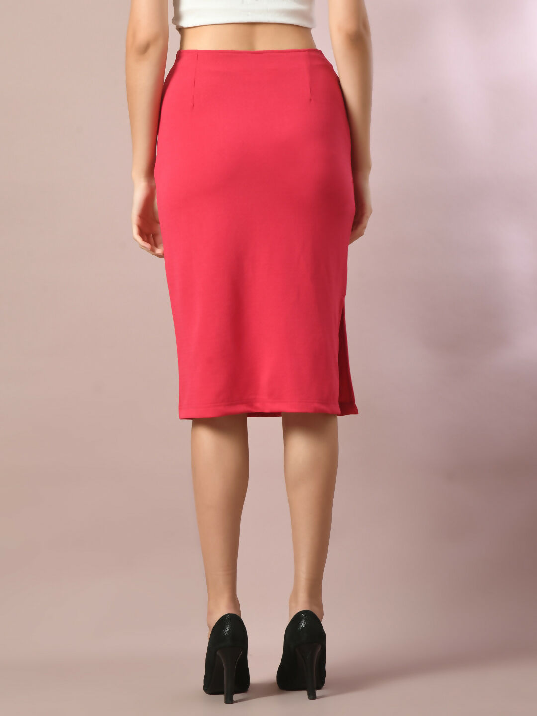 Myshka Women's Pink Solid Knee Length Party Embellished Skirts | Grocsy