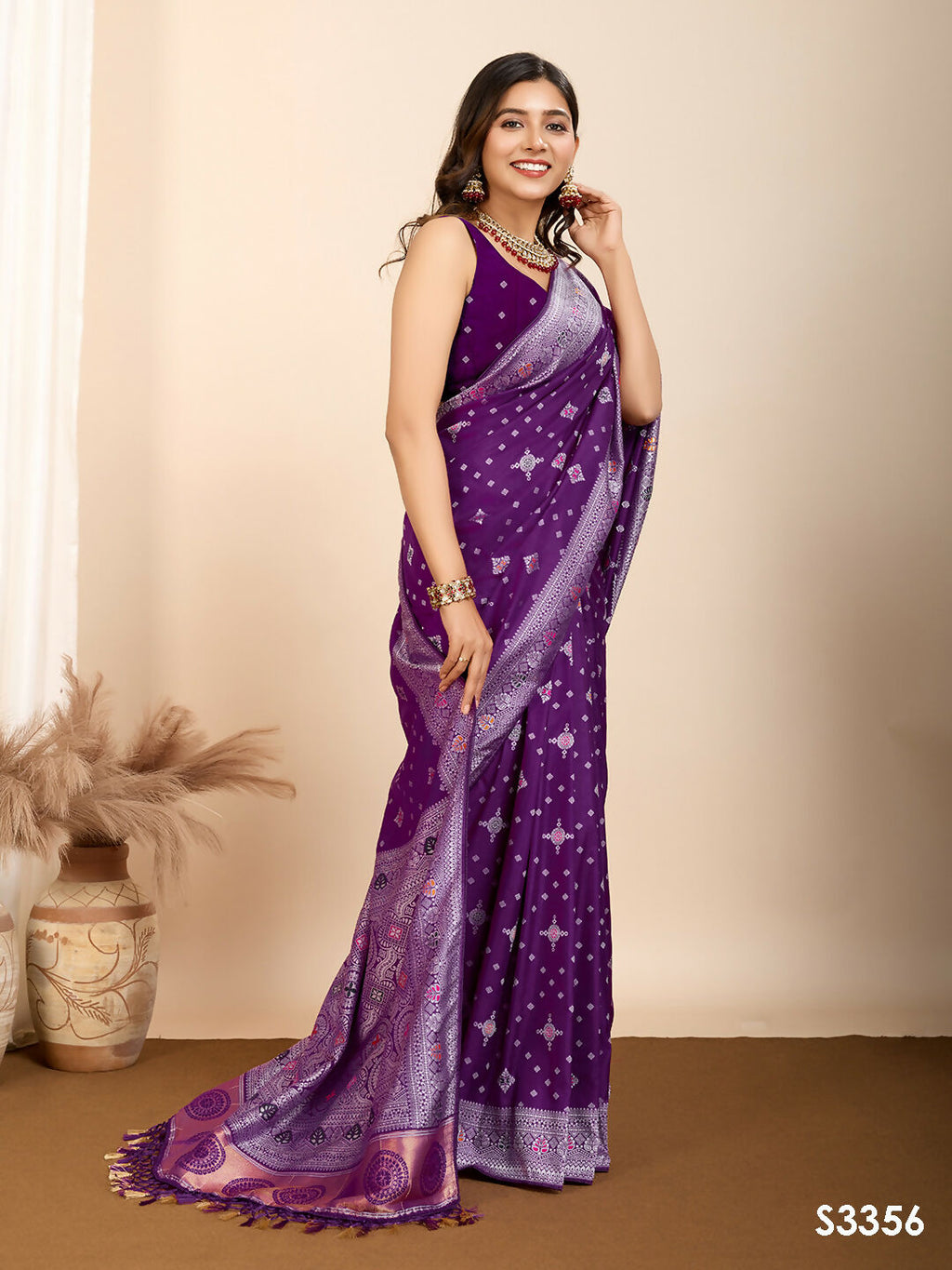 Purple Soft Silk Woven Meenakari Designer Saree - Vedanti | Grocsy