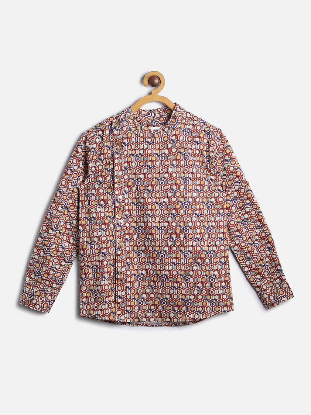 Manet Ethnic Full Sleeves Printed Shirt - Brown | Grocsy