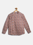 Manet Ethnic Full Sleeves Printed Shirt - Brown | Grocsy