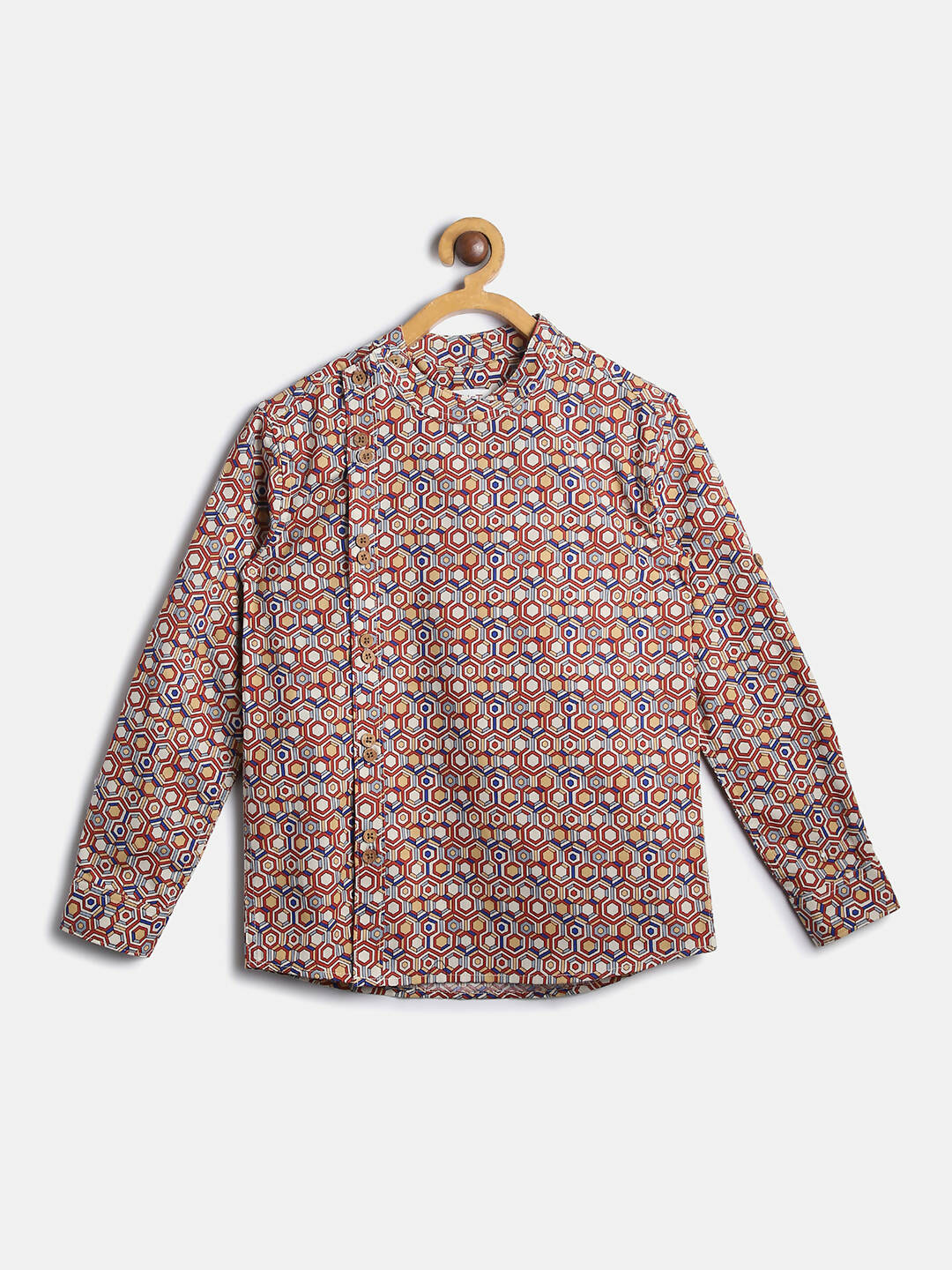 Manet Ethnic Full Sleeves Printed Shirt - Brown | Grocsy
