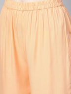 Yufta Women Sea Green & Peach Embroidered Kurta with Palazzo | Grocsy