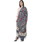 A R Silk Modal Kalamkari Print Fancy Grey Coloured Dupatta | Grocsy