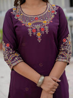 Lehenga Mart Designer Ready To Wear Kurta Pant With Dupatta For Women-Wine | Grocsy