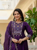 Lehenga Mart Designer Anarkali Suit Ready To Wear Kurta Pant With Dupatta For Women-Purple | Grocsy