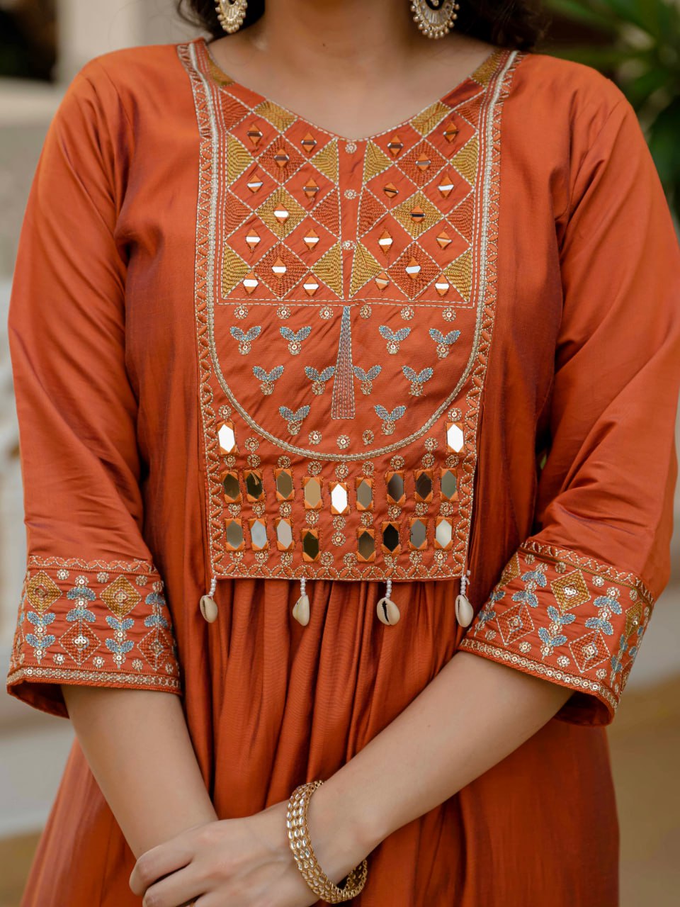 Lehenga Mart Designer Anarkali Suit Ready To Wear Kurta Pant With Dupatta For Women-Rust Orange | Grocsy