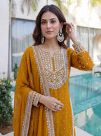 Lehenga Mart Designer Sharara Suit With Kurta Sharara Dupatta For Women-Mustard | Grocsy