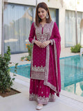 Lehenga Mart Designer Sharara Suit With Kurta Sharara Dupatta For Women-Pink | Grocsy