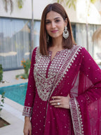 Lehenga Mart Designer Sharara Suit With Kurta Sharara Dupatta For Women-Pink | Grocsy