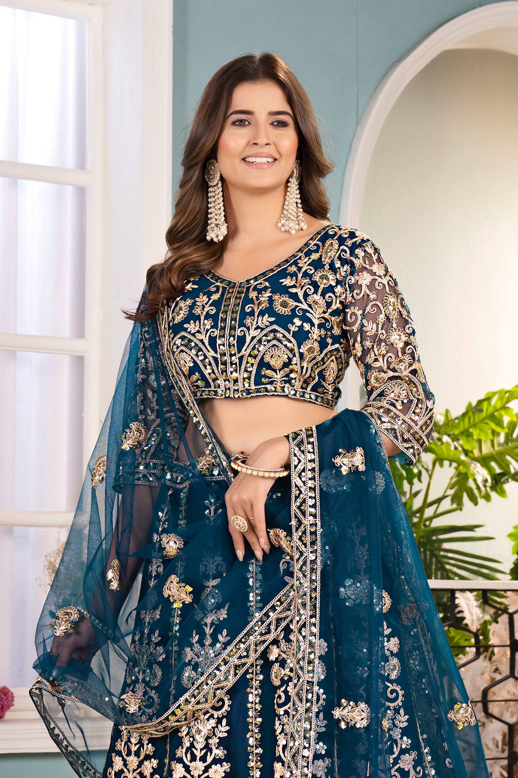 Lehenga Mart Designer Bollywood Style Wedding Wear Lehenga Choli - Blue | Grocsy