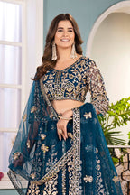 Lehenga Mart Designer Bollywood Style Wedding Wear Lehenga Choli - Blue | Grocsy