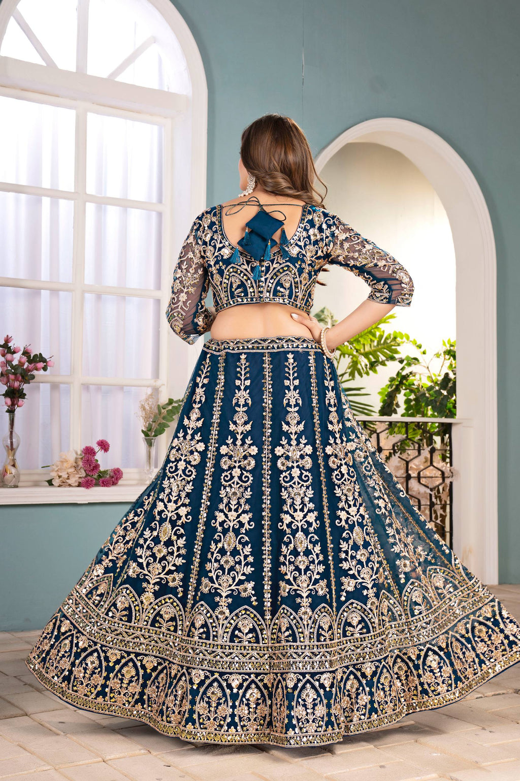 Lehenga Mart Designer Bollywood Style Wedding Wear Lehenga Choli - Blue | Grocsy