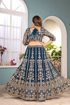 Lehenga Mart Designer Bollywood Style Wedding Wear Lehenga Choli - Blue | Grocsy