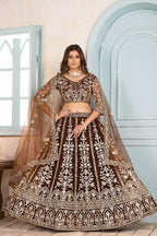 Lehenga Mart Designer Bollywood Style Wedding Wear Lehenga Choli - Brown | Grocsy